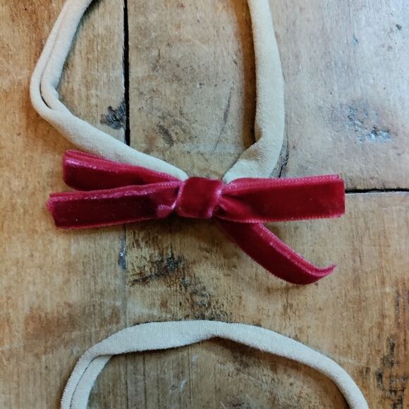 Newborn headbands bundle hair bows green red boho holiday Christmas soft band - Picture 12 of 12